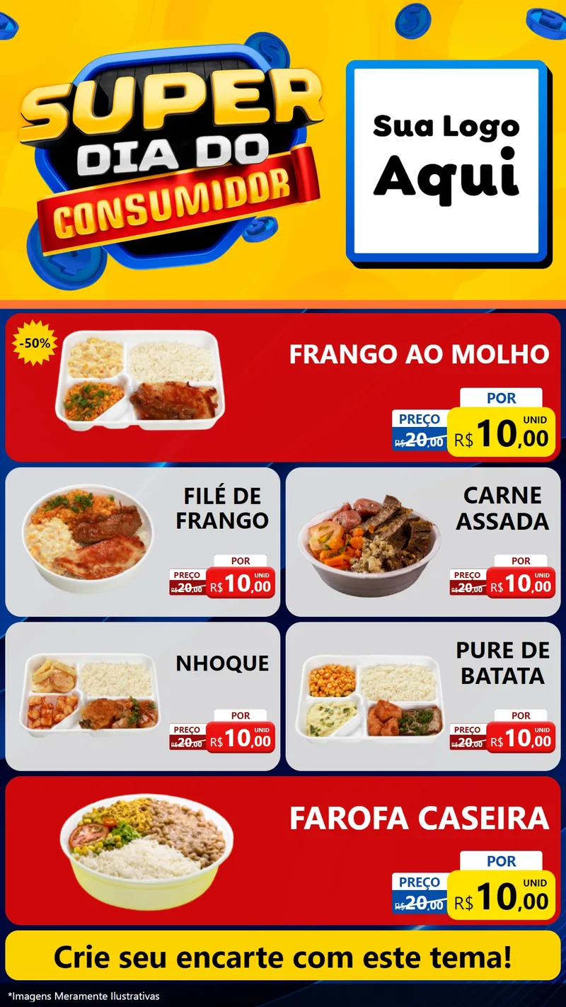 Modelo de TV para TV Vertical com o tema Super Dia do Consumidor para Restaurante