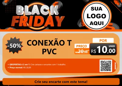 Modelo de Cartaz para Cartaz A4 Horizontal com o tema Black Friday para Tubos e conexões