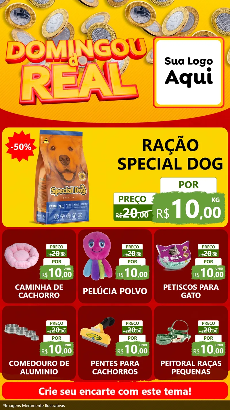 Modelo de Rede Social para Stories com o tema Domingou do Real para Pet Shop