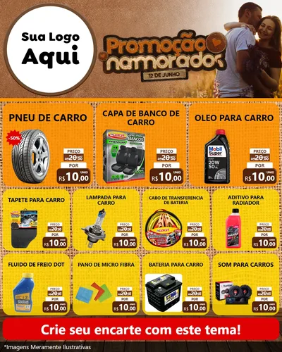 Modelo de Rede Social para Feed Instagram com o tema Promoção Namorados para Auto peças