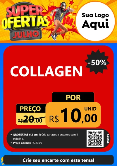 Modelo de Cartaz para Cartaz A4 Vertical com o tema Super Ofertas Julho para Suplementos alimentares