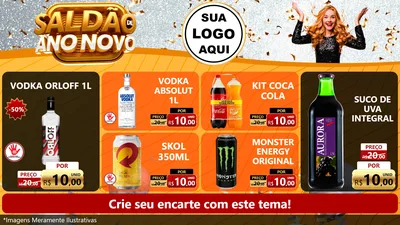 Modelo de TV para TV Horizontal com o tema Saldão de Ano Novo para Distribuidora de bebidas