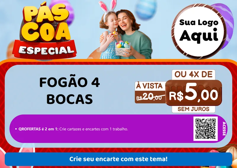 Modelo de Cartaz para Cartaz A4 Horizontal com o tema Páscoa Especial para Móveis e Eletro