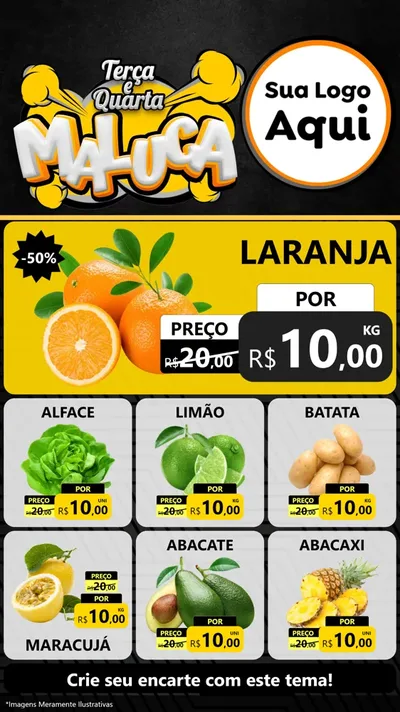 Modelo de Rede Social para Stories com o tema Terça e Quarta Maluca para Hortifrúti