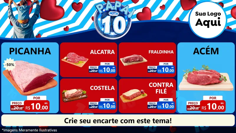 Modelo de TV para TV Horizontal com o tema Papai Nota 10 para Açougue
