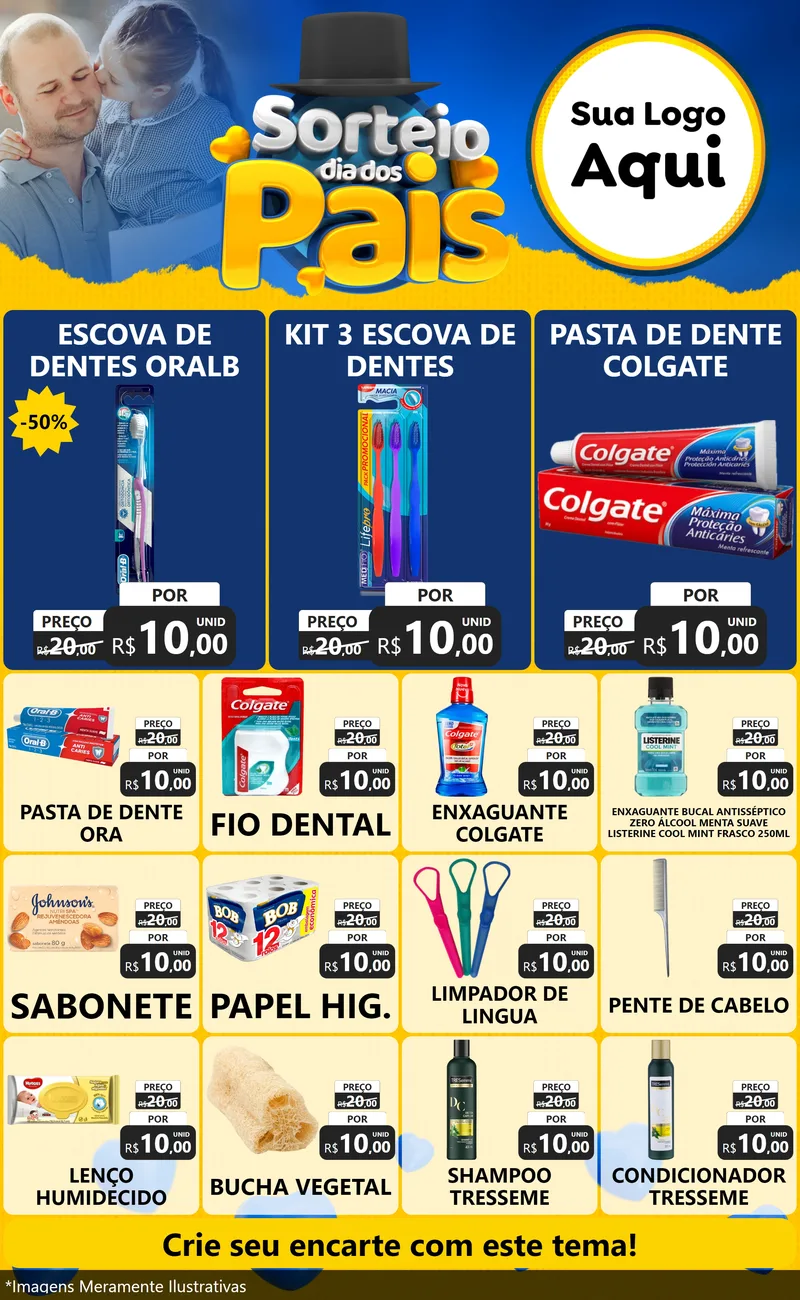 Modelo de Encarte para Encarte Grande com o tema Sorteio Dia Dos Pais para Higiene Pessoal