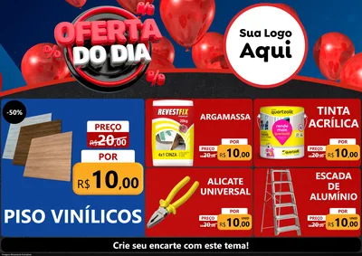 Modelo de Encarte para Encarte A4 Horizontal com o tema Oferta do Dia para Material para Construção