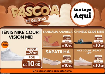 Modelo de Encarte para Encarte A4 Horizontal com o tema Páscoa de Ofertas para Calçados