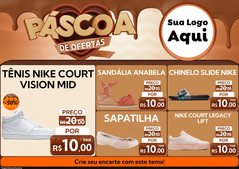 Modelo de Encarte para Encarte A4 Horizontal com o tema Páscoa de Ofertas para Calçados