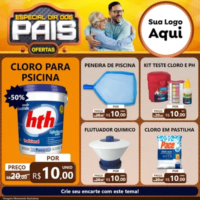 Modelo de Rede Social para Feed Facebook com o tema Especial Dia dos Pais para Produtos para Piscina
