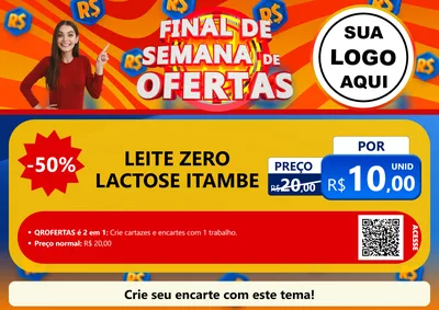 Modelo de Cartaz para Cartaz A4 Horizontal com o tema Final de Semana de Ofertas para Frios e Laticínios