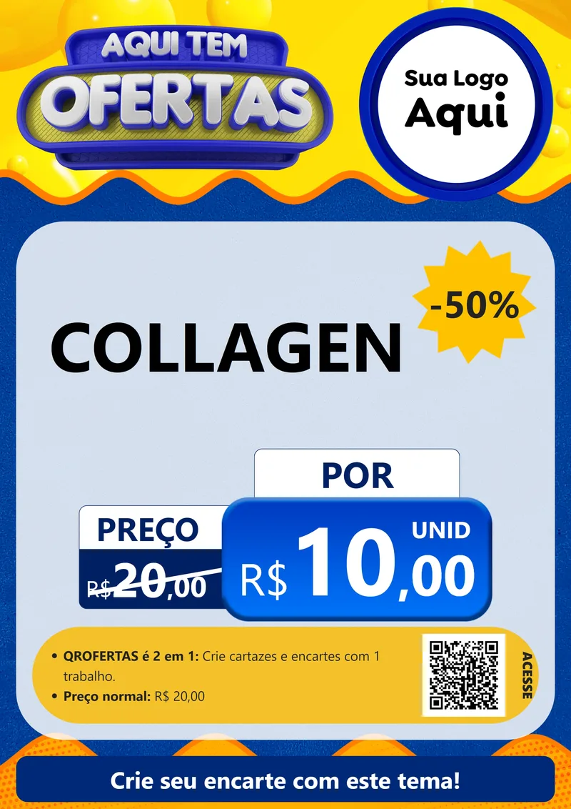 Modelo de Cartaz para Cartaz A4 Vertical com o tema Aqui Tem Ofertas para Suplementos alimentares
