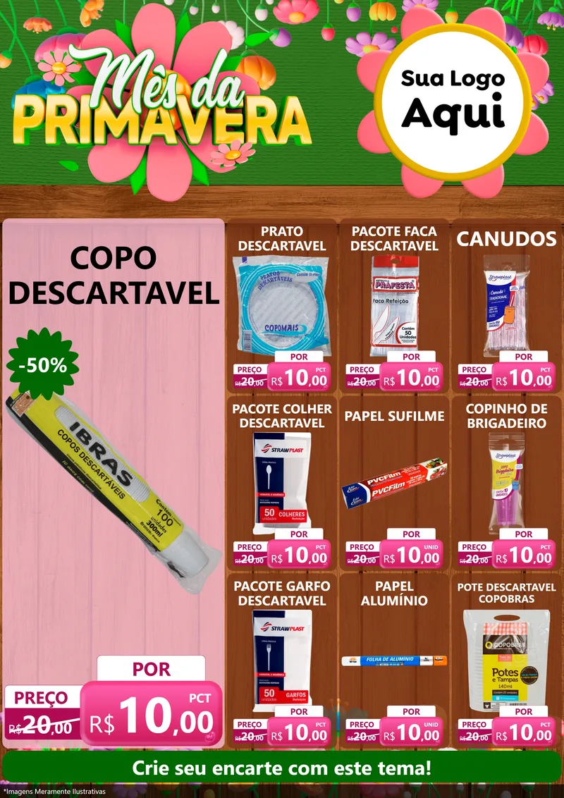 Modelo de Encarte para Encarte A4 Vertical com o tema Mês da Primavera para Embalagens