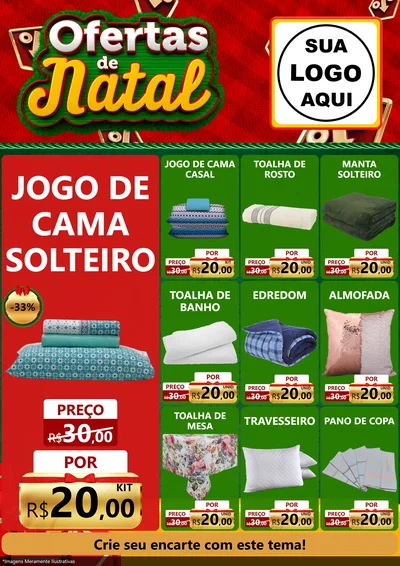 Modelo de Encarte para Encarte A4 Vertical com o tema Ofertas de Natal para Cama, Mesa e Banho