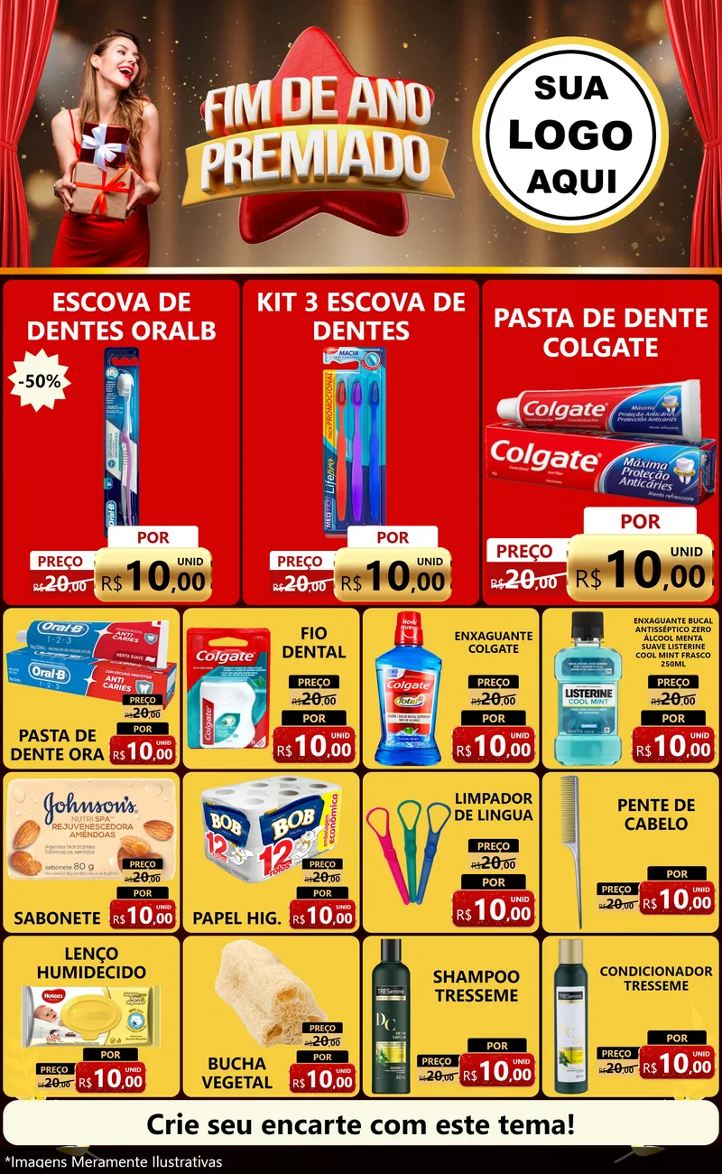 Modelo de Encarte para Encarte Grande com o tema Fim de Ano Premiado para Higiene Pessoal