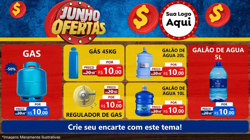 Modelo de TV para TV Horizontal com o tema Junho de Ofertas para Água e gás