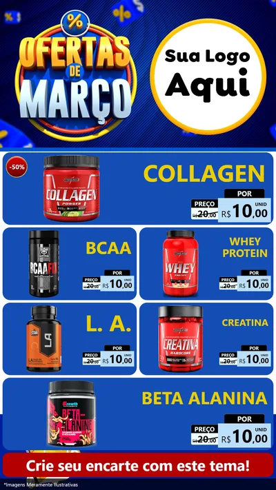 Modelo de TV para TV Vertical com o tema Ofertas de Março para Suplementos alimentares