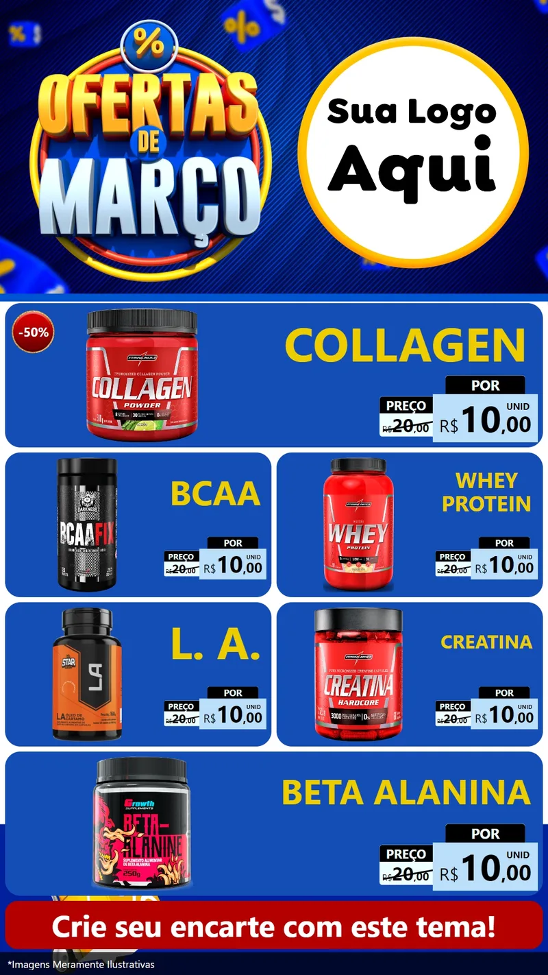 Modelo de TV para TV Vertical com o tema Ofertas de Março para Suplementos alimentares