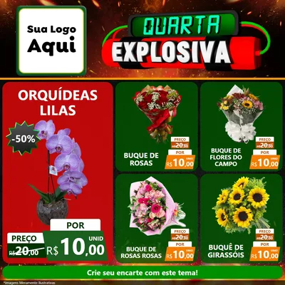 Modelo de Rede Social para Feed Facebook com o tema Quarta Explosiva para Floricultura e jardim