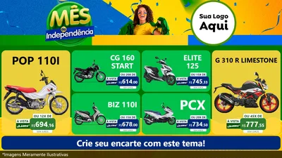 Modelo de TV para TV Horizontal com o tema Mês da Independência para Concessionaria de Motos