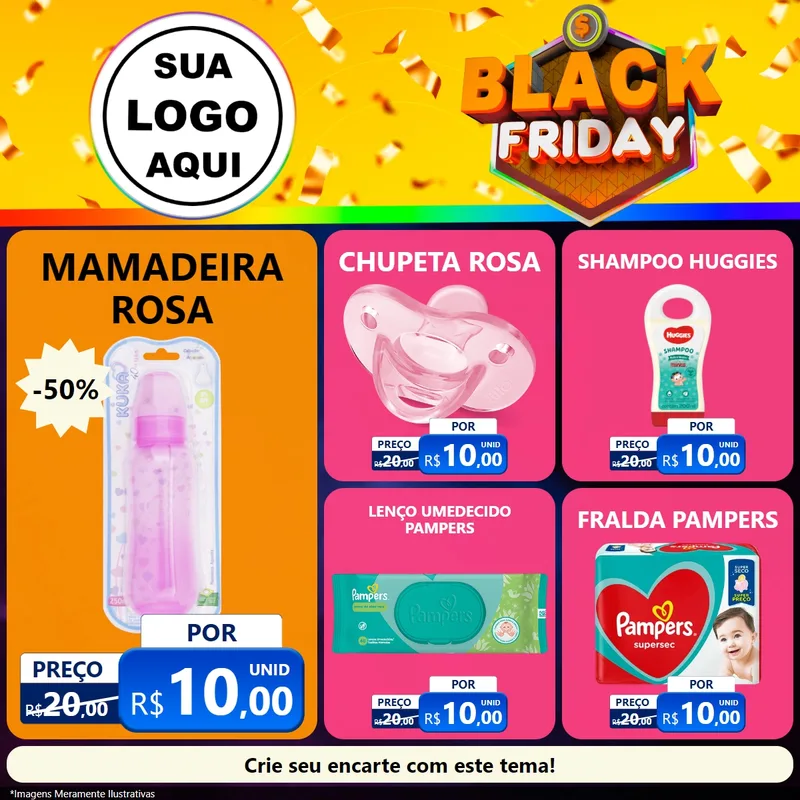 Modelo de Rede Social para Feed Facebook com o tema Black Friday para Bebês