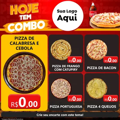 Modelo de Rede Social para Feed Facebook com o tema Hoje tem Combo para Pizzaria