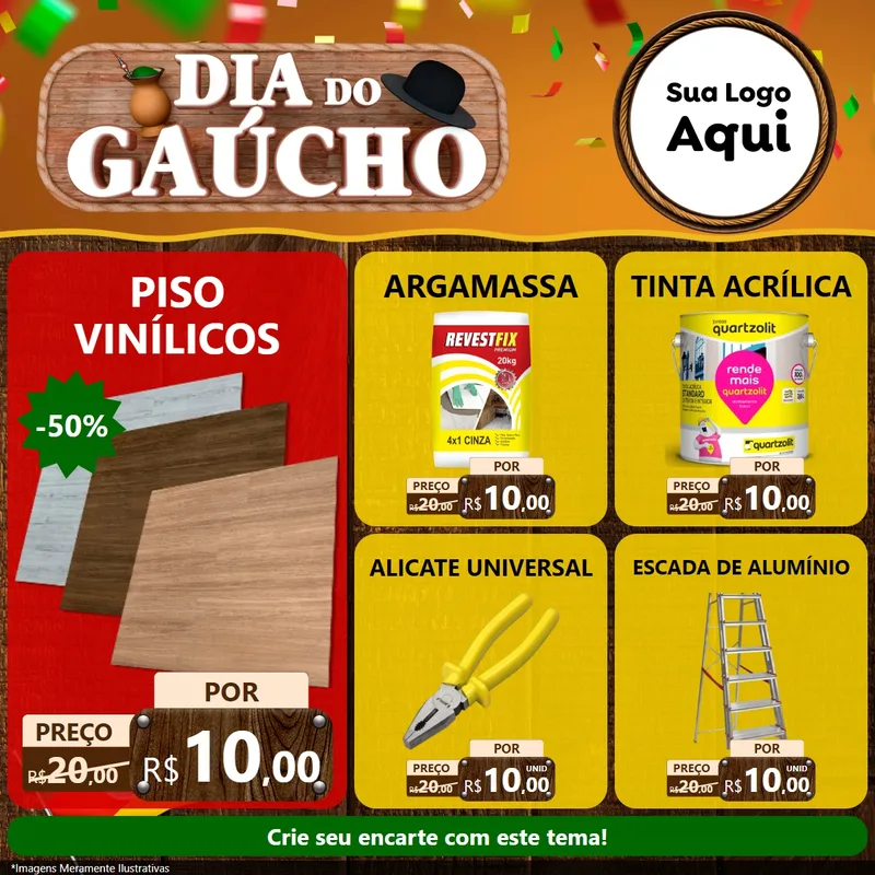 Modelo de Rede Social para Feed Facebook com o tema Dia do Gaúcho para Material para Construção
