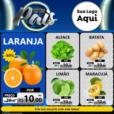 Modelo de Rede Social para Feed Facebook com o tema Sorteio Dia Dos Pais para Hortifrúti