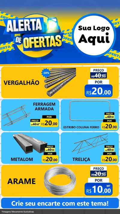 Modelo de TV para TV Vertical com o tema Alerta de Ofertas para Ferragens
