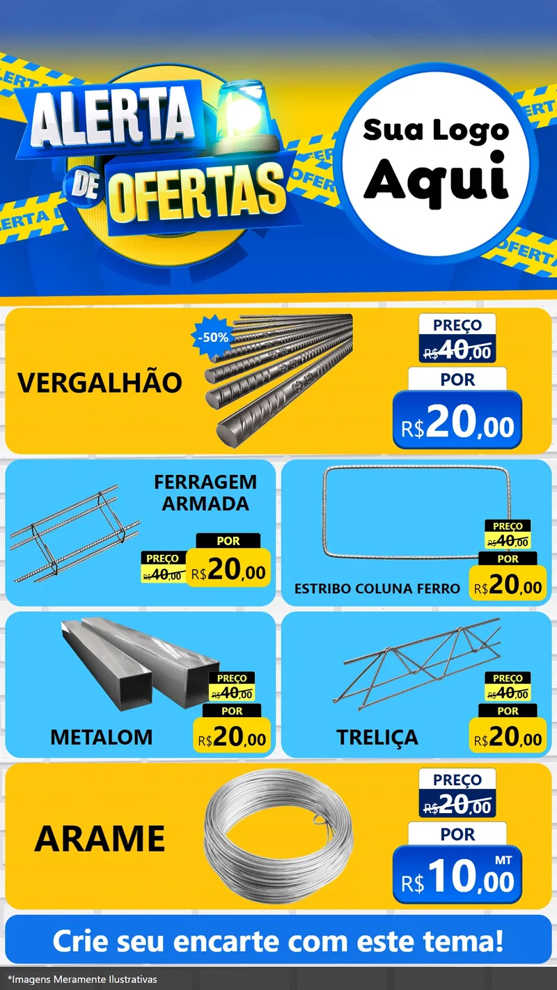 Modelo de TV para TV Vertical com o tema Alerta de Ofertas para Ferragens