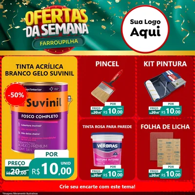 Modelo de Rede Social para Feed Facebook com o tema Ofertas da Semana Farroupilha para Tintas e Ferramentas