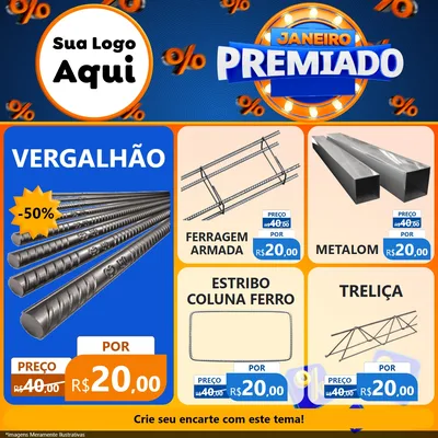 Modelo de Rede Social para Feed Facebook com o tema Janeiro Premiado para Ferragens