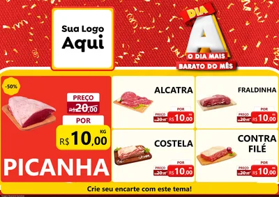 Modelo de Encarte para Encarte A4 Horizontal com o tema Dia A o Dia Mais Barato do Mês para Açougue