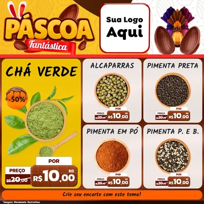 Modelo de Rede Social para Feed Facebook com o tema Páscoa Fantástica para Produtos Naturais