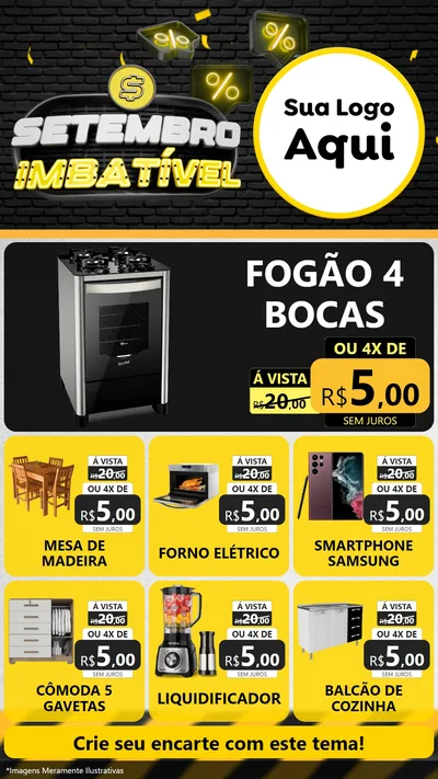 Modelo de Rede Social para Stories com o tema Setembro Imbatível para Móveis e Eletro