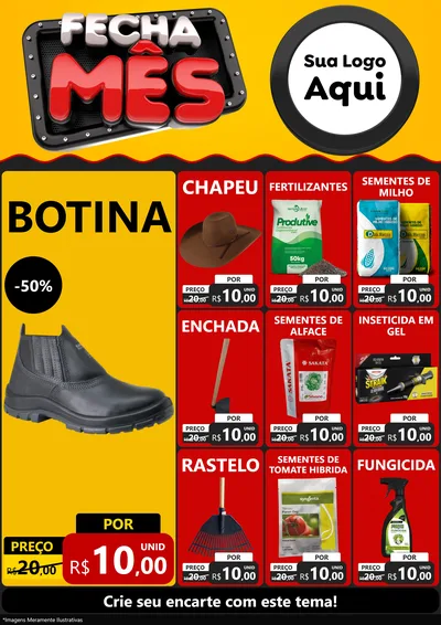 Modelo de Encarte para Encarte A4 Vertical com o tema Fecha Mês para Agropecuária