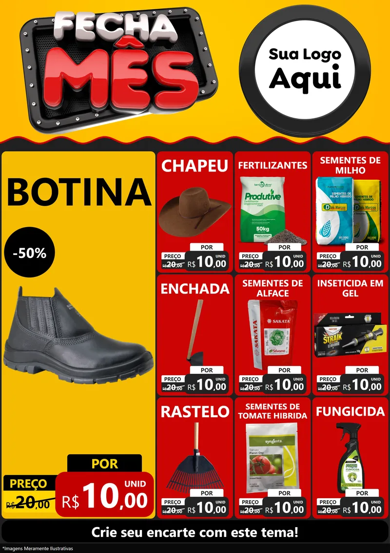 Modelo de Encarte para Encarte A4 Vertical com o tema Fecha Mês para Agropecuária