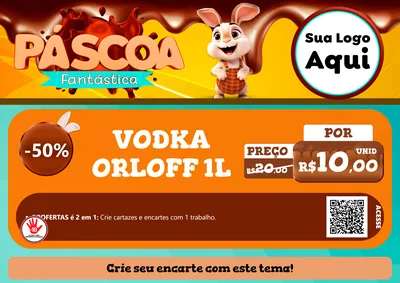 Modelo de Cartaz para Cartaz A4 Horizontal com o tema Páscoa Fantástica para Distribuidora de bebidas
