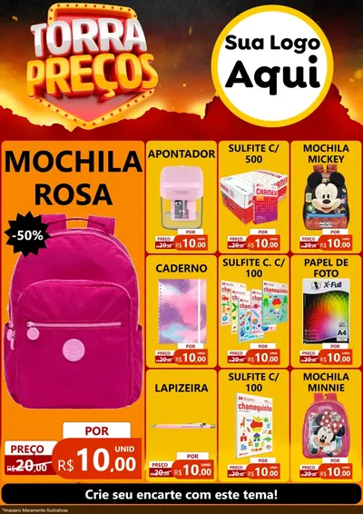 Modelo de Encarte para Encarte A4 Vertical com o tema Torra Preços para Papelaria