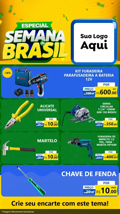 Modelo de TV para TV Vertical com o tema Especial Semana do Brasil para Maquinas e Ferramentas