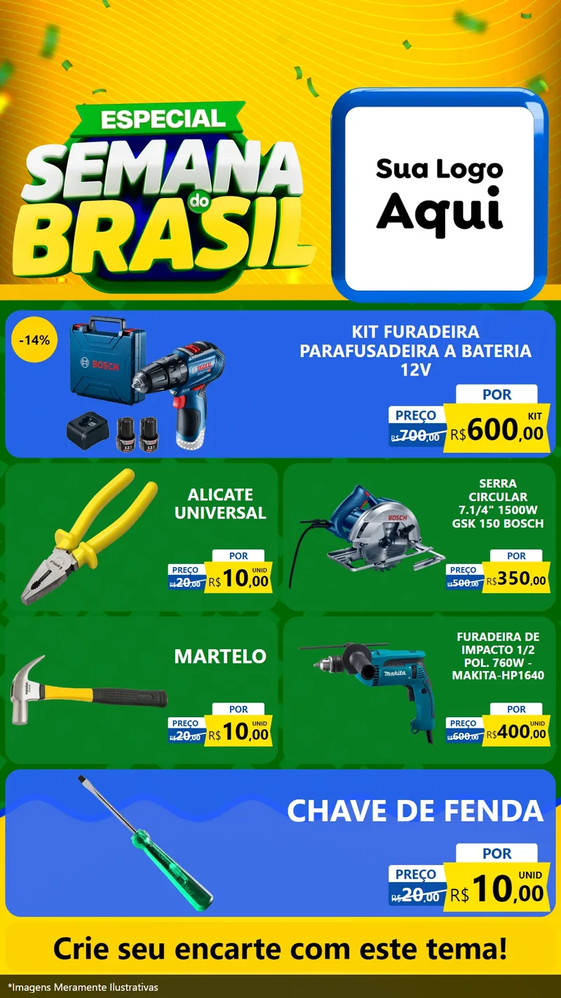 Modelo de TV para TV Vertical com o tema Especial Semana do Brasil para Maquinas e Ferramentas