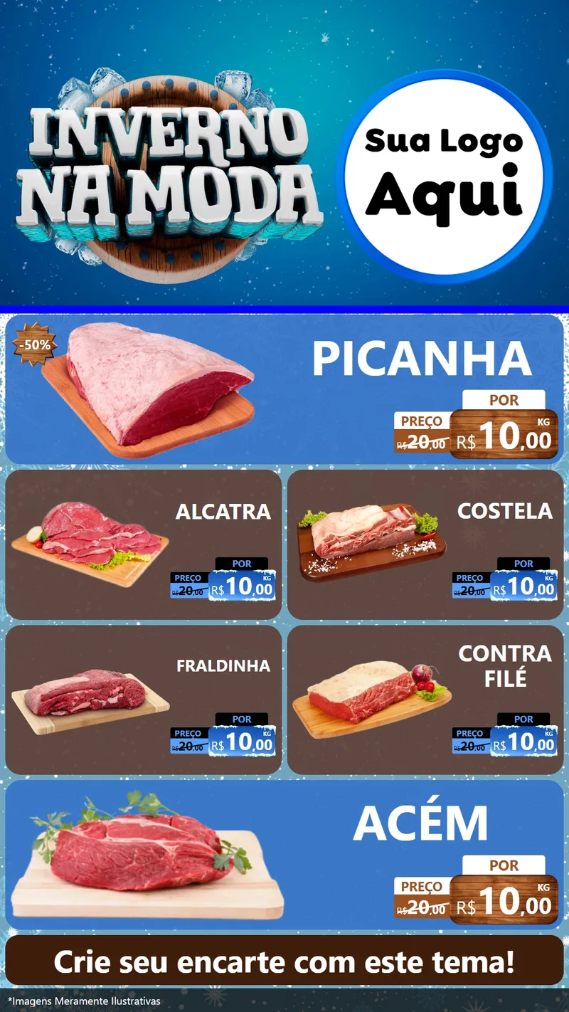 Modelo de TV para TV Vertical com o tema Inverno na Moda para Açougue
