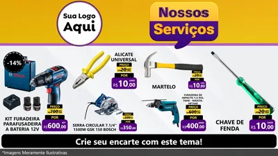 Modelo de TV para TV Horizontal com o tema Nossos Serviços para Maquinas e Ferramentas