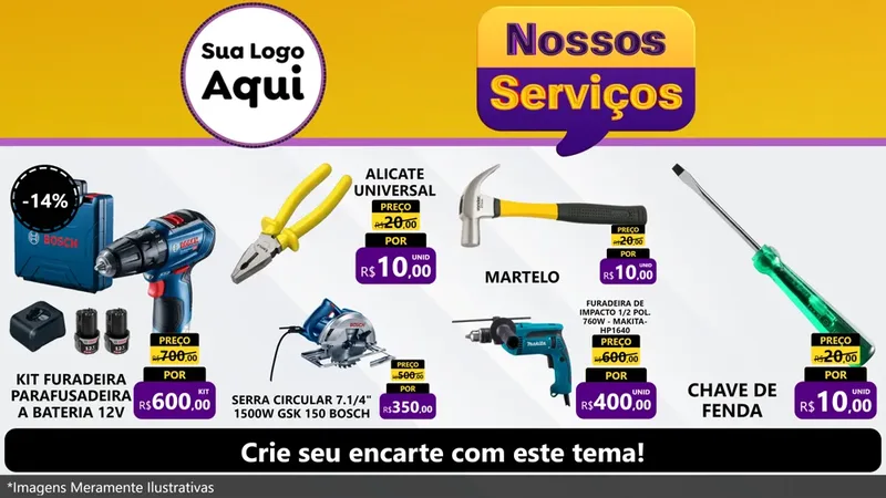 Modelo de TV para TV Horizontal com o tema Nossos Serviços para Maquinas e Ferramentas