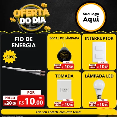 Modelo de Rede Social para Feed Facebook com o tema Oferta Do Dia para Materiais Elétricos