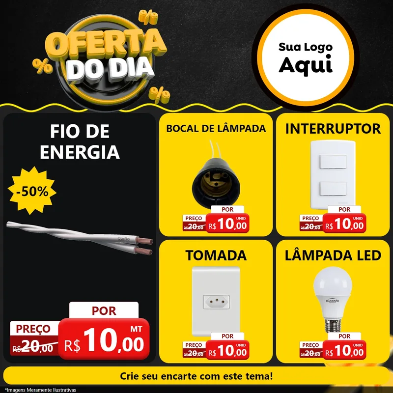 Modelo de Rede Social para Feed Facebook com o tema Oferta Do Dia para Materiais Elétricos