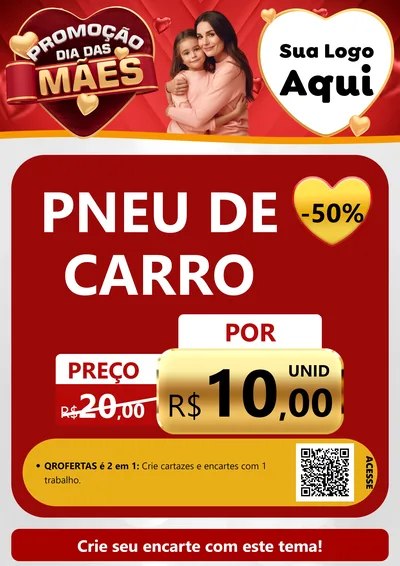 Modelo de Cartaz para Cartaz A4 Vertical com o tema Promoção Dia das Mães para Auto peças
