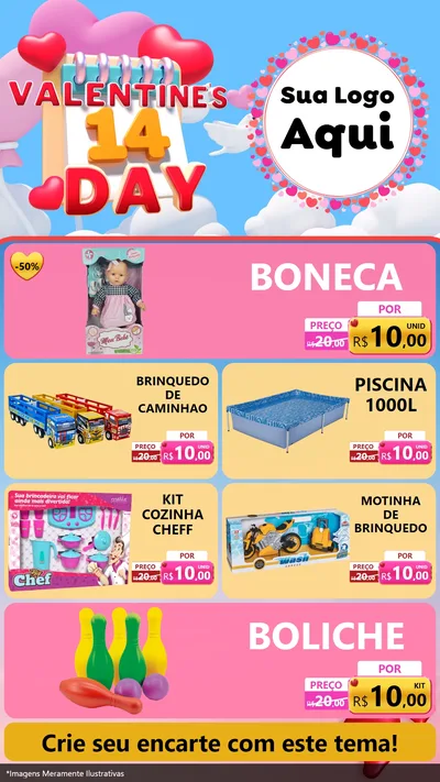Modelo de TV para TV Vertical com o tema Valentine's Day para Brinquedos