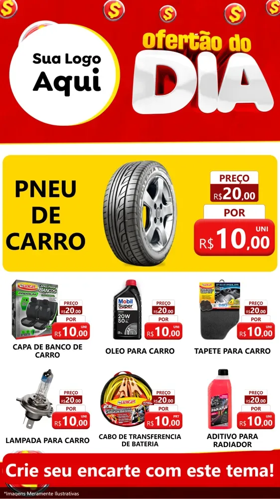 Modelo de Rede Social para Stories com o tema Ofertão do dia para Auto peças