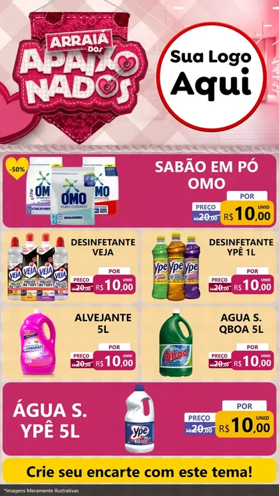 Modelo de TV para TV Vertical com o tema Arraiá dos Apaixonados - Junina para Produtos de Limpeza